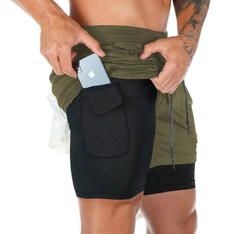 Shorts Masculino 2 em 1 - Compressão com Bolso Interno Oculto - Flash Trends