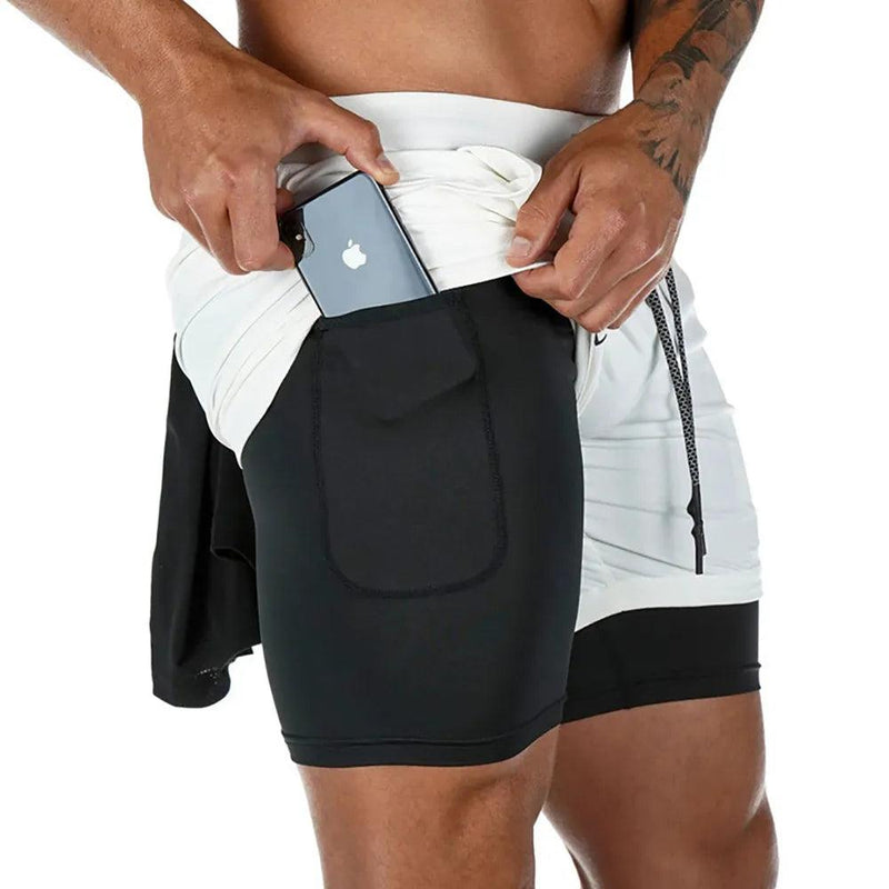 Shorts Masculino 2 em 1 - Compressão com Bolso Interno Oculto - Flash Trends